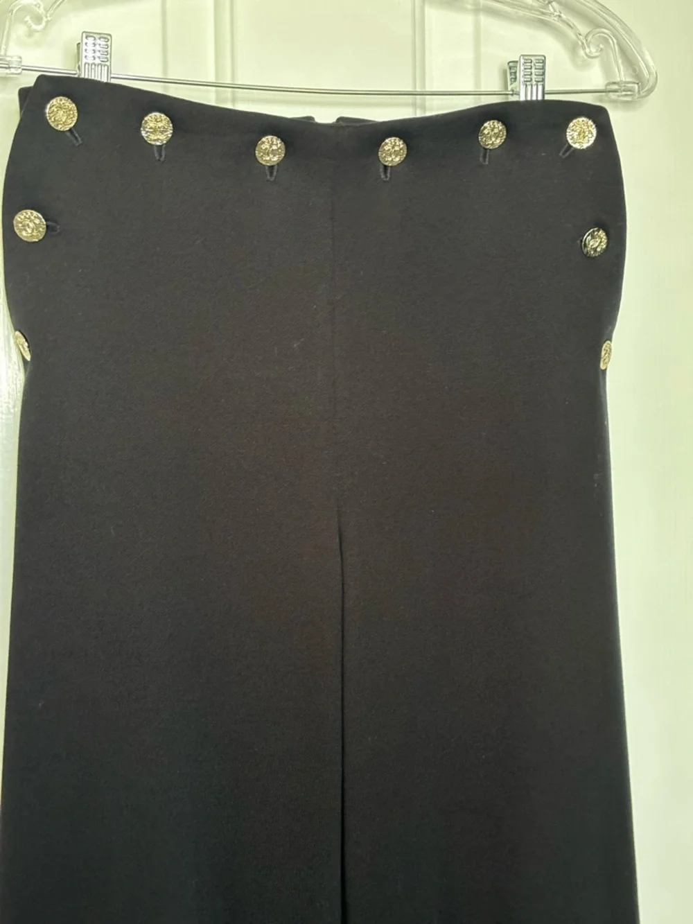 EUC CHANEL Sailor Cotton Black Wide-Leg Pants with Decorative Buttons Size 38